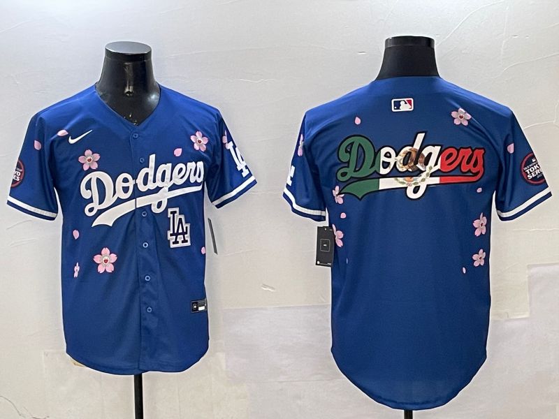 Men Los Angeles Dodgers Blank Blue Sakura Edition 2025 Nike MLB Jersey style 12